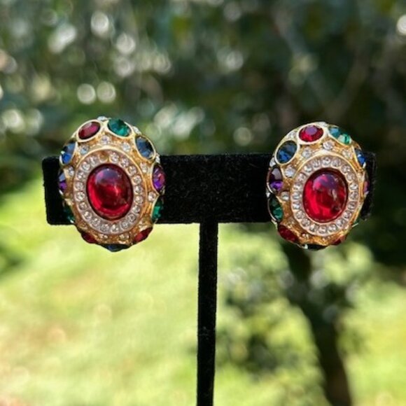 SPHINX Designer Oval Gold Rhinestone EARRINGS - Picture 3 of 8